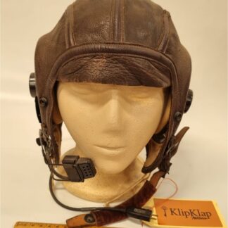 A WWII US Navy AN6540 Leather Aviator Helmet Complete with Radio Receivers and Microphone (125)