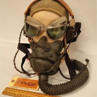 A United States Army Air Force AN-H-15 Soft Flight Helmet with MKII Pilot Goggles and an A-14 Oxygen Mask (123)